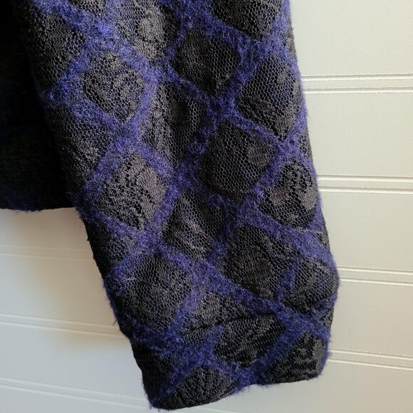 Anthropologie Moth Bomber Jacket Womens Small Blue and Black Lace Zip Up Pockets - Picture 3 of 11